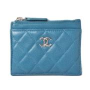 Pre-owned Leather wallets Chanel Vintage , Blue , Dames