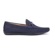 Heren stijlvolle nubuck marineblauwe mocassins met een applicatie Kaza...