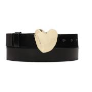 Zwart gelakt riem met hartvormige gesp Kazar , Black , Dames