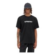 Logo Print T-Shirt van katoenen jersey Burberry , Black , Heren