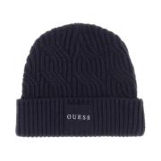 Logo Patched Beanie - Zwart Guess , Blue , Heren