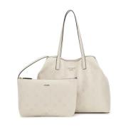 PU Leren Tote en Clutch Vikky II Guess , Beige , Dames