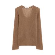 Zachte Mohairmix V-hals Trui Max Mara , Brown , Dames