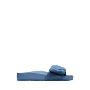 Stone Washed Denim Slippers Birkenstock , Blue , Dames