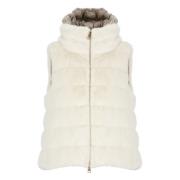 Gewatteerde Faux Fur Vest Vrouw Herno , White , Dames