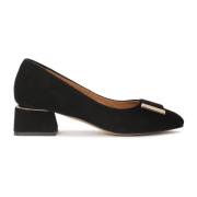 Zwarte suède lage hakken pumps Kazar , Black , Dames