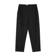 Flannel Cropped Trousers Zwart Laneus , Black , Heren