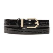 Zwart gelakt riem met reliëfprint Kazar , Black , Dames