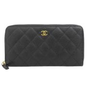 Pre-owned Leather wallets Chanel Vintage , Black , Dames