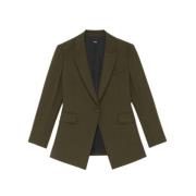 Peak Lapel Blazer Onder Heup Lengte Theory , Green , Dames