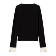 Zwarte Sweaters met Dubbele Manchet Twinset , Black , Dames