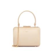 Stevige leren tas met een handvat en een ketting Kazar , Beige , Dames