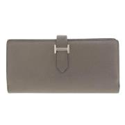 Pre-owned Leather wallets Hermès Vintage , Gray , Dames