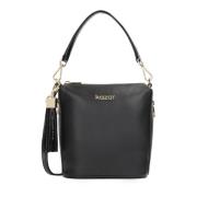 Zwarte leren dubbele schouder messenger tas Kazar , Black , Dames