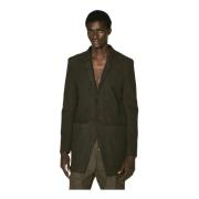 Katoenen Twill Single-Breasted Blazer Rick Owens , Green , Heren