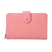 Pre-owned Leather wallets Chanel Vintage , Pink , Dames