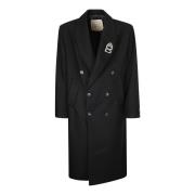 Oversized Metallic Logo Double-Breasted Coat An Other Date , Black , H...