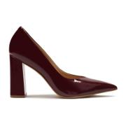 Donkerrode gelakte pumps met brede hak Kazar , Brown , Dames