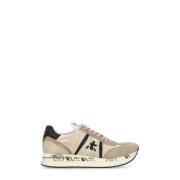 Beige Wit Leren Tech Sneakers Vrouw Premiata , Beige , Dames