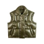 Groene Puffer Vest met Ritssluiting Fay , Green , Dames