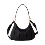 Donker Zwarte Hobo Schoudertas Borbonese , Black , Dames