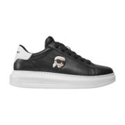 Zwarte Leren Herensneakers Karl Lagerfeld , Black , Heren