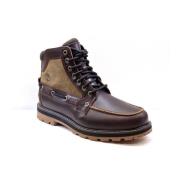 Bordeaux Leren Laars met Canvas Schacht Timberland , Red , Heren