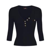 Stijlvolle Gebreide Top Elisabetta Franchi , Black , Dames