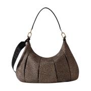 Hobo Tas in Natuur/Zwart Leer Borbonese , Black , Dames