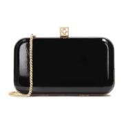 Elegante lakleren clutch tas in zwart Kazar , Black , Dames