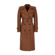 Leren Overjas Max Mara Studio , Brown , Dames