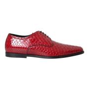 Rode Python Leren Derby Formele Schoenen Dolce & Gabbana , Red , Heren