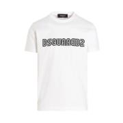 Heren Katoenen Logo Print T-shirt Dsquared2 , White , Heren