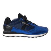 Blauw Zwart Kalfshaar Leren Sneakers Dolce & Gabbana , Blue , Heren