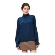 Blouse met hoge hals en knoopsluiting Massimo Alba , Blue , Dames