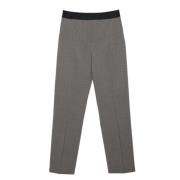 Grijze wollen broek met elastische tailleband en plooizakken Msgm , Gr...