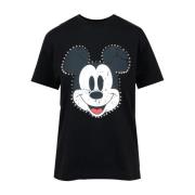 Mickey Crew-Neck T-Shirt met Studs Aniye By , Black , Dames