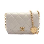 Pre-owned Leather chanel-bags Chanel Vintage , White , Dames