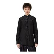 Koreaanse Kraag Katoen Zijde Shirt Massimo Alba , Black , Dames