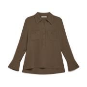 Elegante Crepe Shirt Maliparmi , Green , Dames