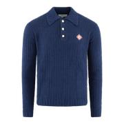 Boucle Lange Mouw Polo Casablanca , Blue , Heren