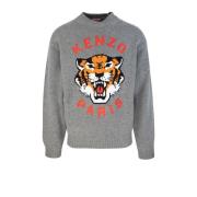 Geborduurde Lucky Tiger Sweater Kenzo , Gray , Heren