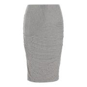 Rhinestone High Waist Gray Skirt Pinko , Gray , Dames