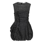 Check Seersucker Midi Jurk Zwart Cecilie Bahnsen , Black , Dames