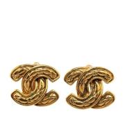 Pre-owned Metal earrings Chanel Vintage , Yellow , Dames