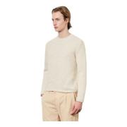 Geborstelde Wol Ribgebreide Crewneck Trui Massimo Alba , Beige , Heren