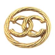 Pre-owned Metal brooches Chanel Vintage , Yellow , Dames