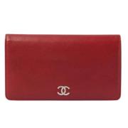 Pre-owned Leather wallets Chanel Vintage , Red , Dames