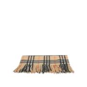 Gewassen Wol Tartan Sjaal Burberry , Beige , Dames