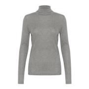 Rollneck Top Grijs Melange Lange Mouw Soaked in Luxury , Gray , Dames